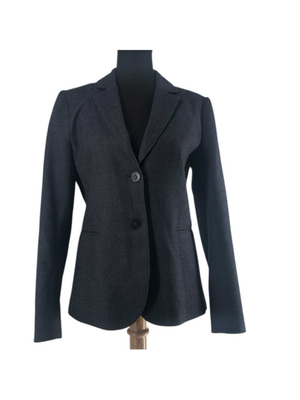 Theory Zaylin Fern Blazer Woven Wool Charcoal Career Size 8